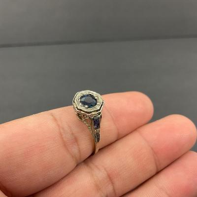 -60- GOLD | 18K Blue Stone & Gold Ring | Marked