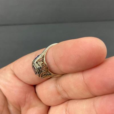 -60- GOLD | 18K Blue Stone & Gold Ring | Marked