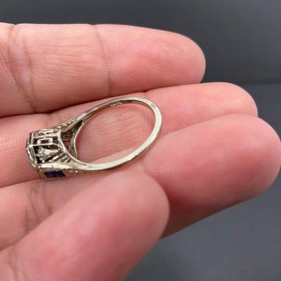 -60- GOLD | 18K Blue Stone & Gold Ring | Marked
