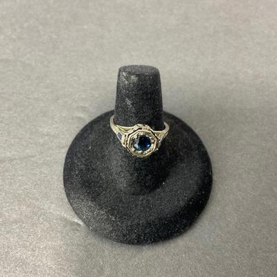 -60- GOLD | 18K Blue Stone & Gold Ring | Marked