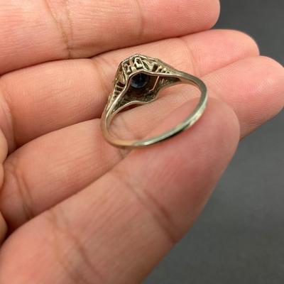 -60- GOLD | 18K Blue Stone & Gold Ring | Marked