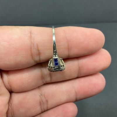 -60- GOLD | 18K Blue Stone & Gold Ring | Marked