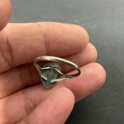 -64- SILVER | Red Polished Stone & Sterling Silver Rings | Marked