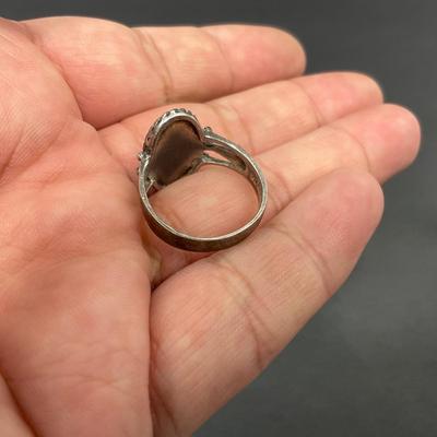 -64- SILVER | Red Polished Stone & Sterling Silver Rings | Marked