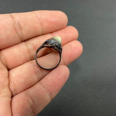 -65- SILVER | Sterling Silver & Polished Stone & Shell Rings | Marked