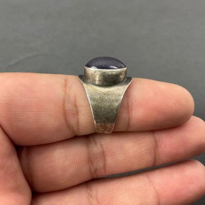 -66- SILVER | Sterling Polished Stone Rings | Marked