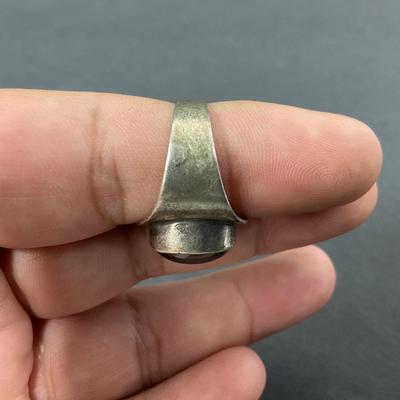 -66- SILVER | Sterling Polished Stone Rings | Marked