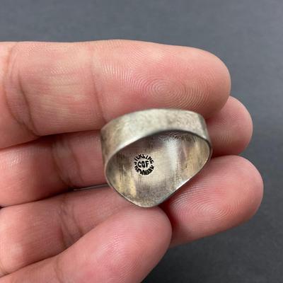 -66- SILVER | Sterling Polished Stone Rings | Marked