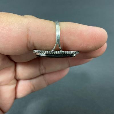-66- SILVER | Sterling Polished Stone Rings | Marked