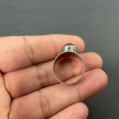 -66- SILVER | Sterling Polished Stone Rings | Marked