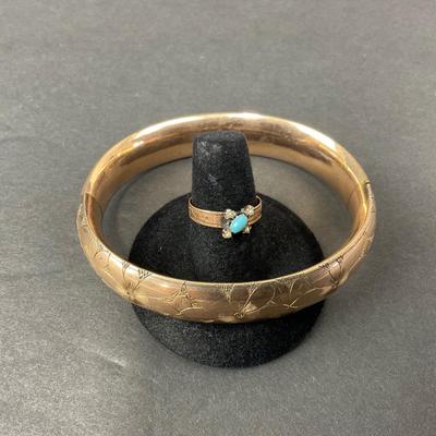 -68- COSTUME | Rose Colored Metal Bracelet & Ring
