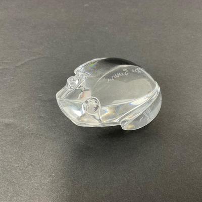 -72- VAL ST LAMBERT DE SOUSA | Crystal Art Glass Frog Figure | Signed