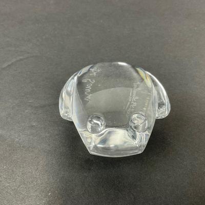 -72- VAL ST LAMBERT DE SOUSA | Crystal Art Glass Frog Figure | Signed