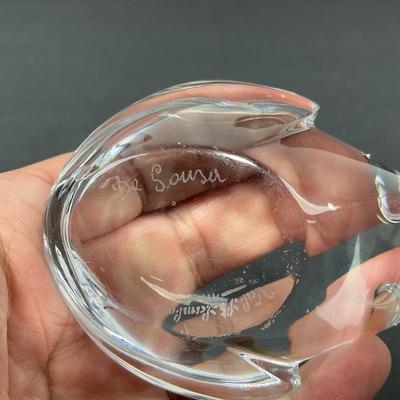 -72- VAL ST LAMBERT DE SOUSA | Crystal Art Glass Frog Figure | Signed