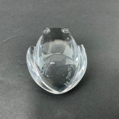 -72- VAL ST LAMBERT DE SOUSA | Crystal Art Glass Frog Figure | Signed
