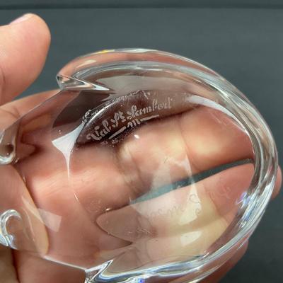 -72- VAL ST LAMBERT DE SOUSA | Crystal Art Glass Frog Figure | Signed