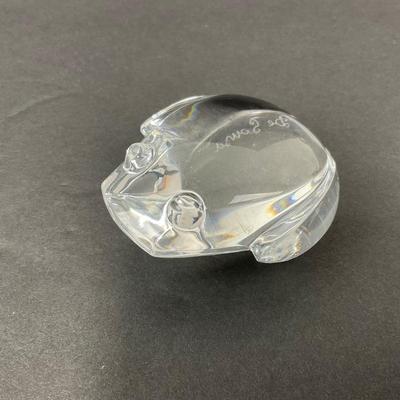 -72- VAL ST LAMBERT DE SOUSA | Crystal Art Glass Frog Figure | Signed