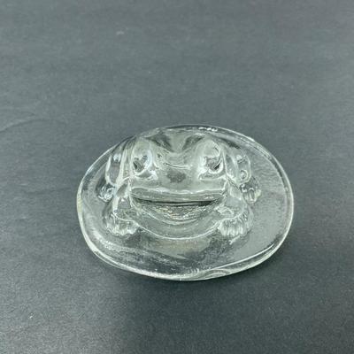 -73- VIKING | Art Glass Toad On Lily Pad Figure