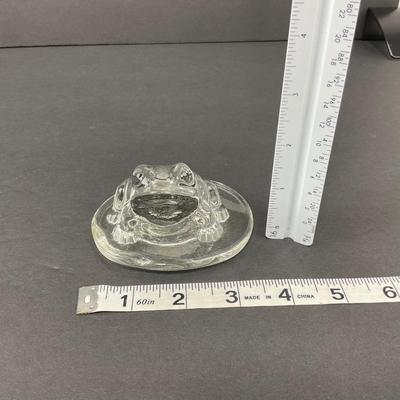 -73- VIKING | Art Glass Toad On Lily Pad Figure