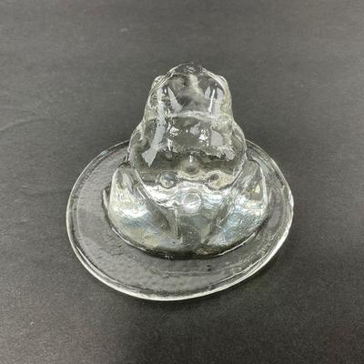 -73- VIKING | Art Glass Toad On Lily Pad Figure