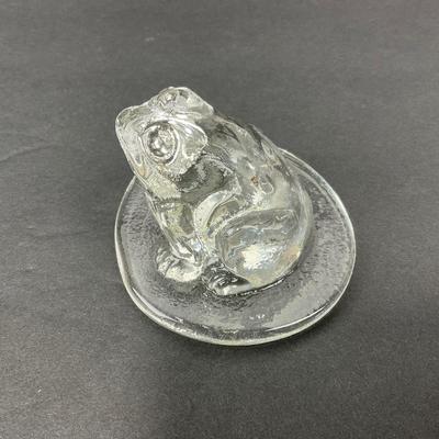 -73- VIKING | Art Glass Toad On Lily Pad Figure