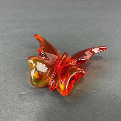 -80- VIKING | Art Glass Persimmon Butterfly Figure