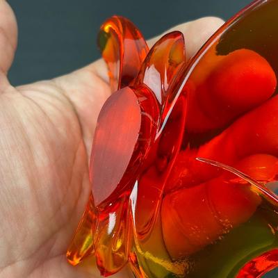 -80- VIKING | Art Glass Persimmon Butterfly Figure