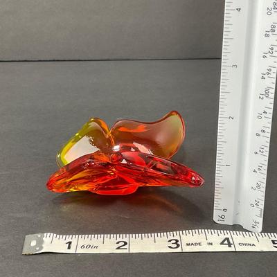 -80- VIKING | Art Glass Persimmon Butterfly Figure