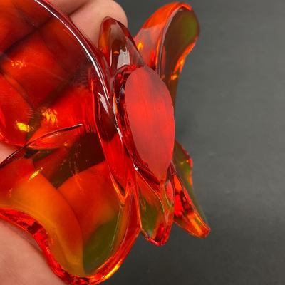 -80- VIKING | Art Glass Persimmon Butterfly Figure