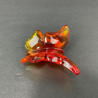 -80- VIKING | Art Glass Persimmon Butterfly Figure