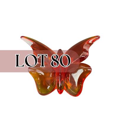 -80- VIKING | Art Glass Persimmon Butterfly Figure
