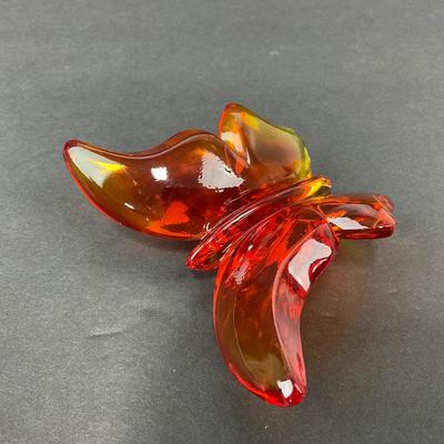-80- VIKING | Art Glass Persimmon Butterfly Figure