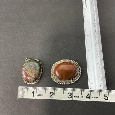 -81- JEWELRY | Polished Stones Bracelet, Pendant, & Bracelet Piece