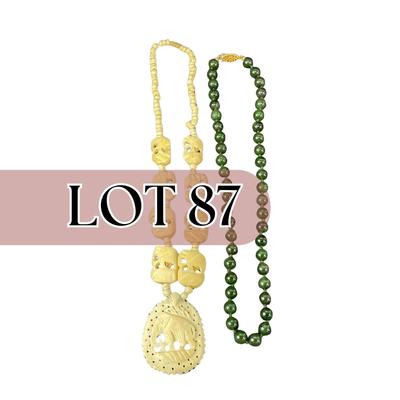 -87- JEWELRY | One Polished Stone & One Carved Bone Necklace