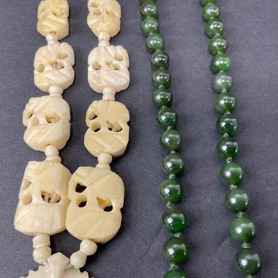 -87- JEWELRY | One Polished Stone & One Carved Bone Necklace
