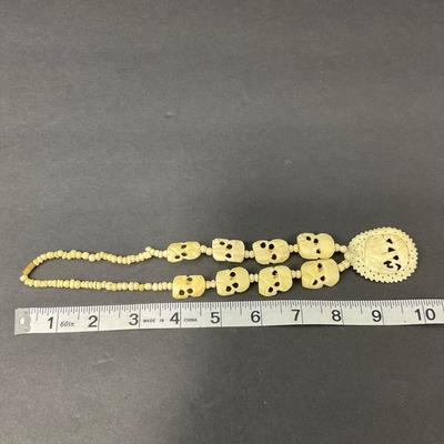 -87- JEWELRY | One Polished Stone & One Carved Bone Necklace
