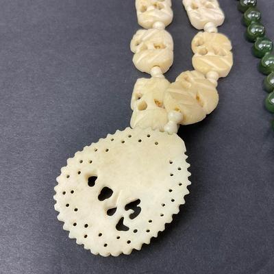 -87- JEWELRY | One Polished Stone & One Carved Bone Necklace