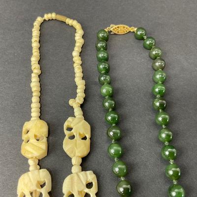 -87- JEWELRY | One Polished Stone & One Carved Bone Necklace