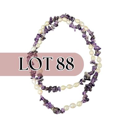 -88- JEWELRY | Polished Amethyst & Peal Necklace