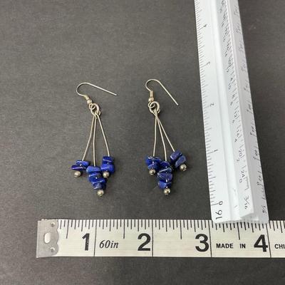 -89- JEWELRY | Pair Of Blue Lapis Earrings & Matching Ring