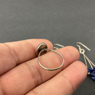 -89- JEWELRY | Pair Of Blue Lapis Earrings & Matching Ring