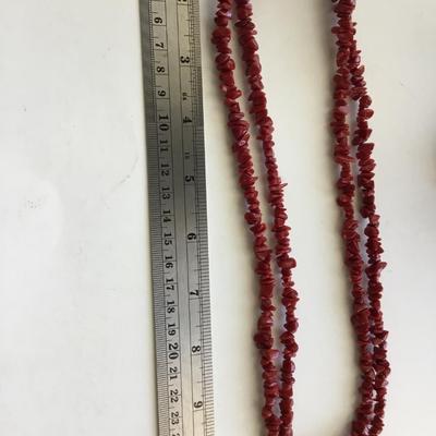 Red unique beaded 2 layer fashion necklace