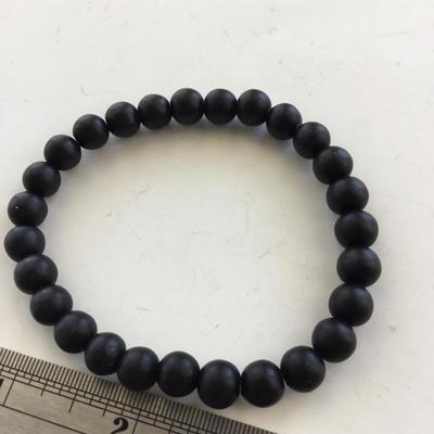 Black beaded stretchy fashion bracelet