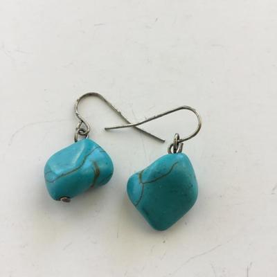 Blue stone type faux earrings