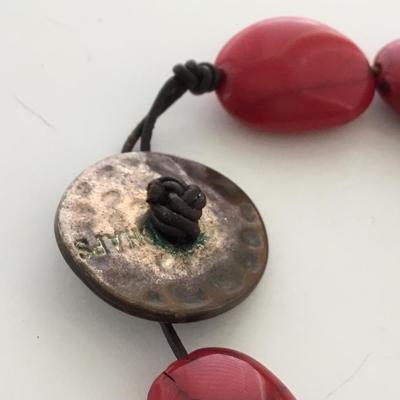Vintage chaps marked red stone type fashion necklace