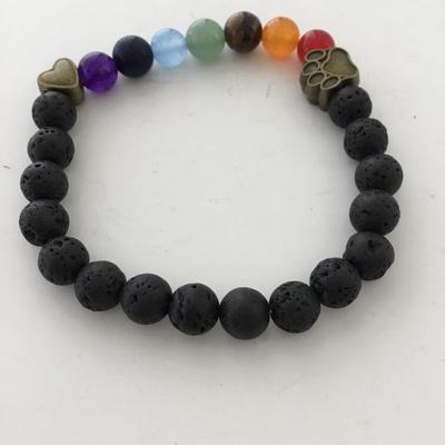 Black beaded colorful beads stretchy bracelet