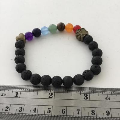 Black beaded colorful beads stretchy bracelet