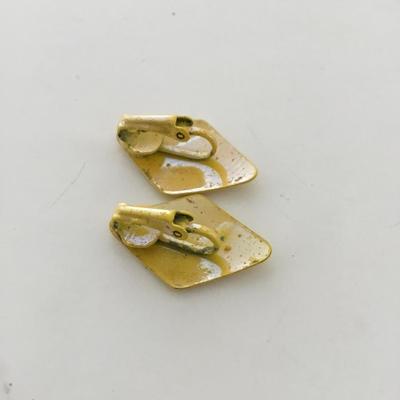 Yellow vintage clip on earrings