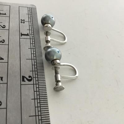 Vintage blue screw on earrings