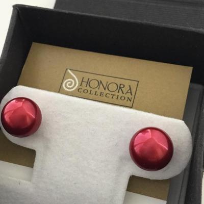 Honora collection 925 red stud earrings